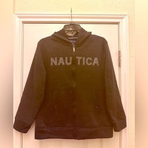 Large (14/16) Black Nautica Zippered Hoodie.